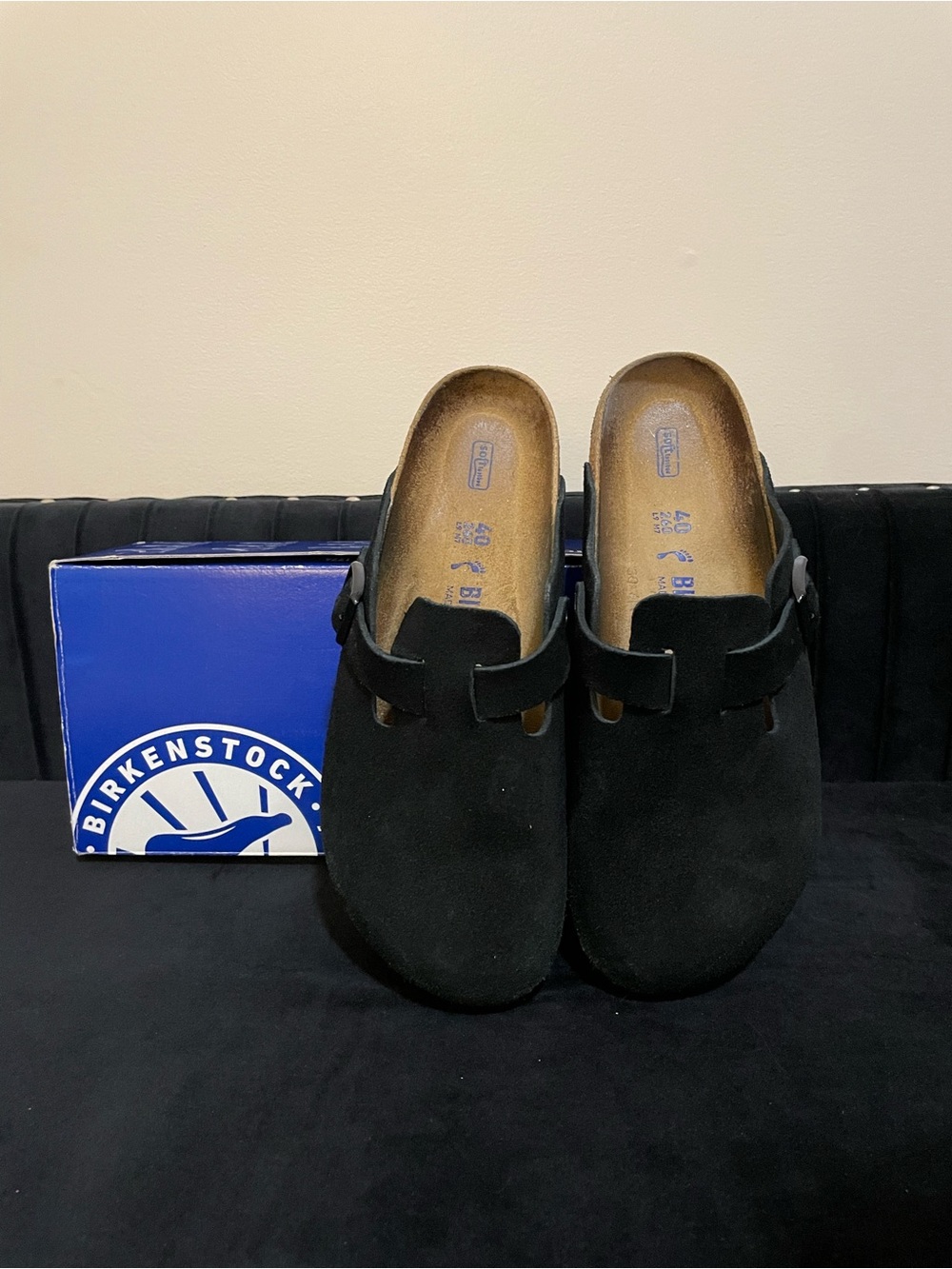 Birkenstock Black Suede Slip-On Clogs